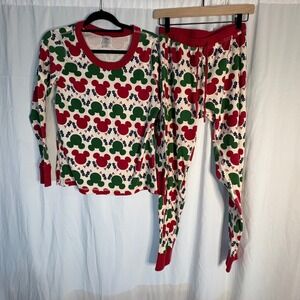 Disney Hanna Andersson Womens L Pajamas Set Mickey Mouse Christmas Holiday